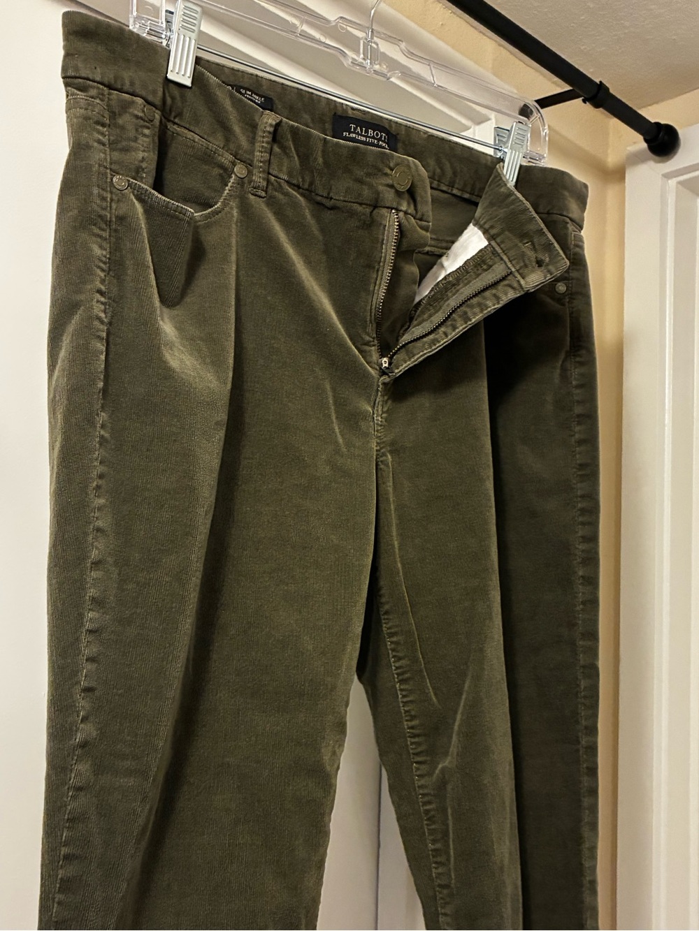 Talbots Olive Green Corduroy Straight Leg Slacks